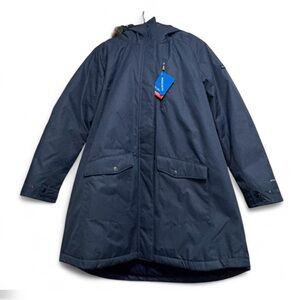 Columbia Omni-Tech Waterproof Winter Jacket Navy Hooded Parka $230 Retail NWT